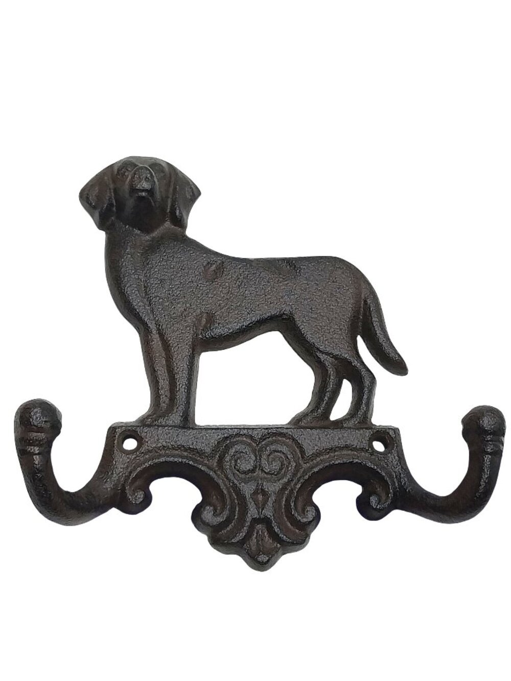 Cast Iron Dog Wall Hook Lease Holder Key Rack Coat Rack Rustic Brown Finish